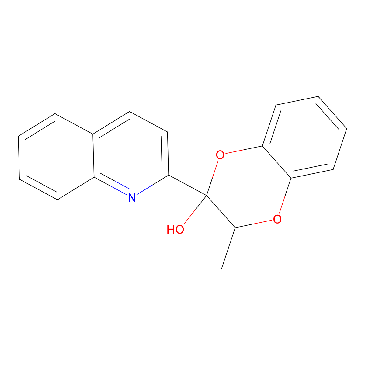2-methyl-3-quinolin-2-yl-2H-1,4-benzodioxin-3-ol molecular structure, CAS 300698-79-7