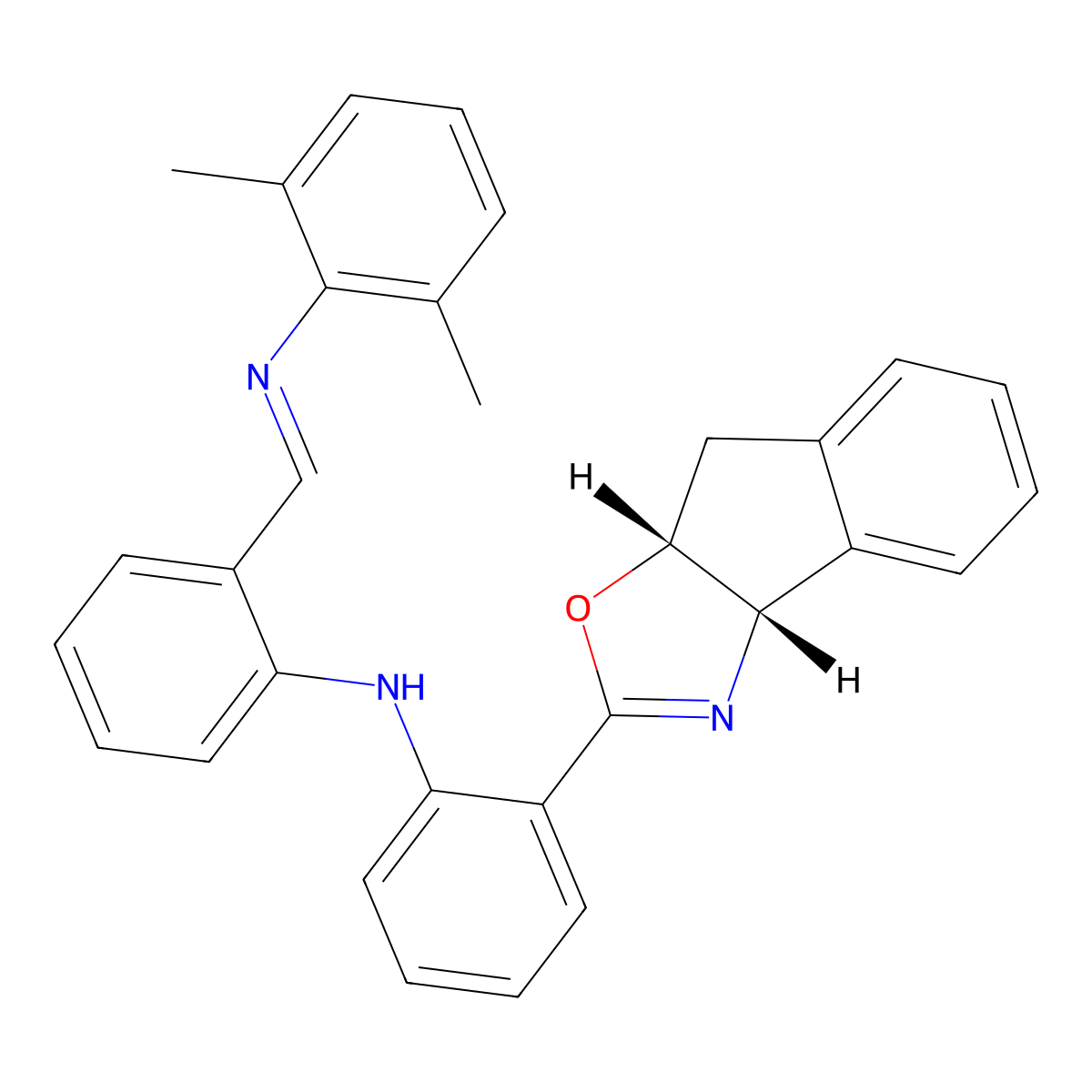(E)-N-(2-((2-((3AS,8AR)-8,8A-Dihydro-3AH-indeno[1,2-D]oxazol-2-YL)phenyl)amino)benzylidene)-2,6-dimethylaniline molecular structure, CAS 3006994-31-3
