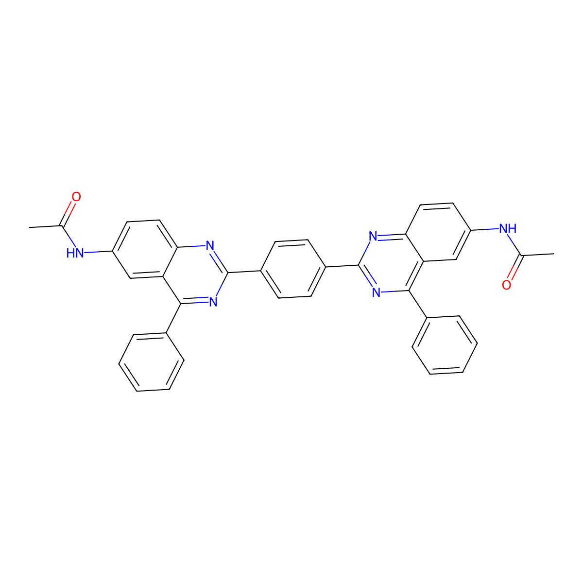 N-[2-[4-(6-acetamido-4-phenylquinazolin-2-yl)phenyl]-4-phenylquinazolin-6-yl]acetamide molecular structure, CAS 300700-38-3