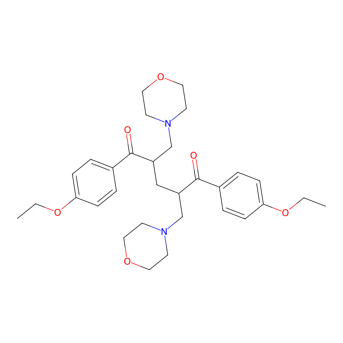 1,5-Bis(4-ethoxyphenyl)-2,4-bis(morpholin-4-ylmethyl)pentane-1,5-dione molecular structure, CAS 300700-40-7