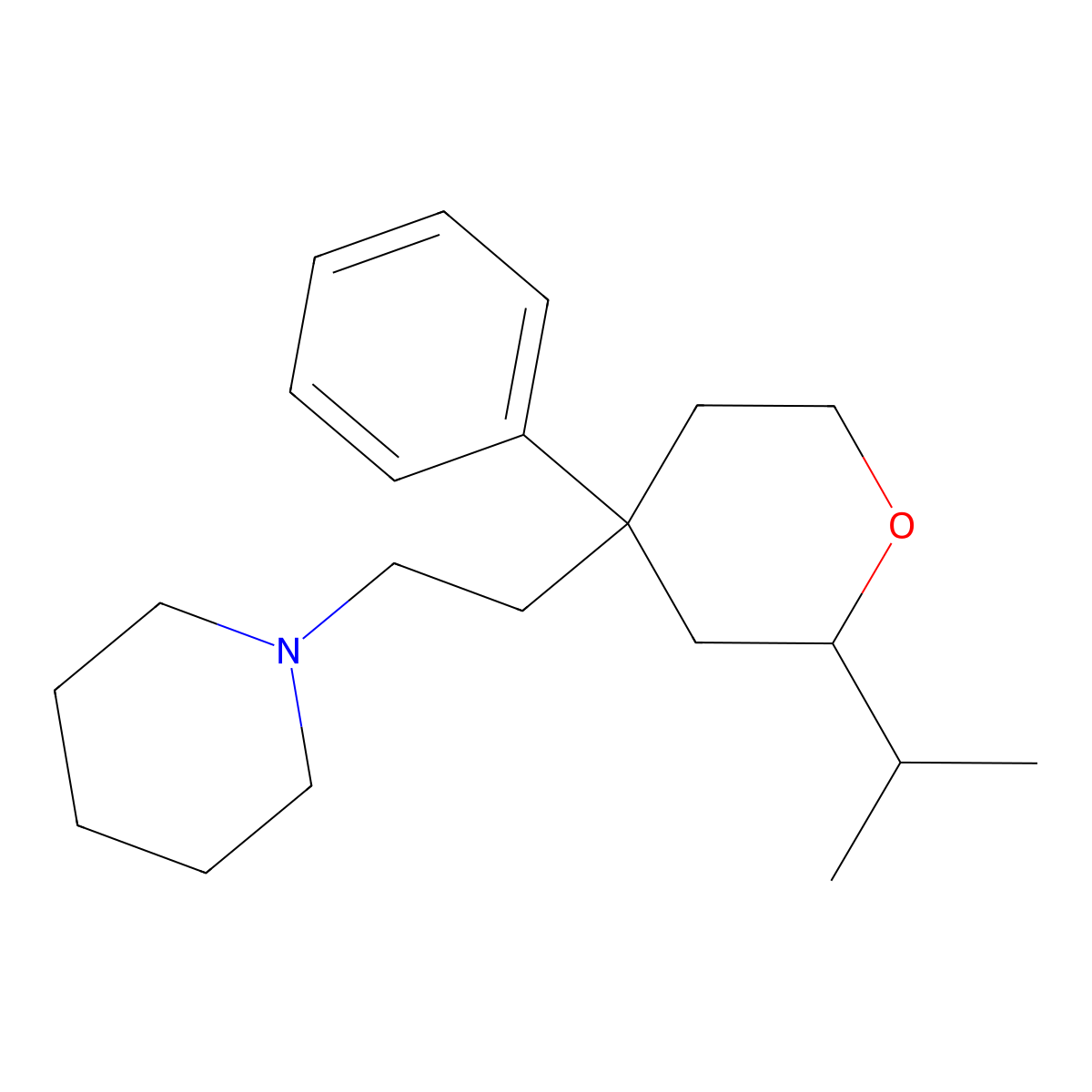 1-[2-(4-Phenyl-2-propan-2-yloxan-4-yl)ethyl]piperidine molecular structure, CAS 300700-55-4