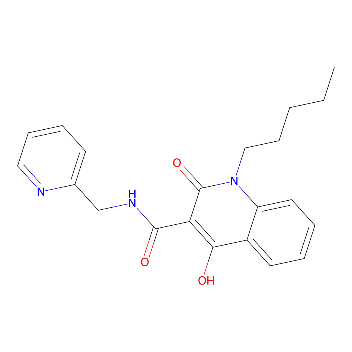 4-hydroxy-2-oxo-1-pentyl-N-(pyridin-2-ylmethyl)-1,2-dihydroquinoline-3-carboxamide molecular structure, CAS 300701-35-3