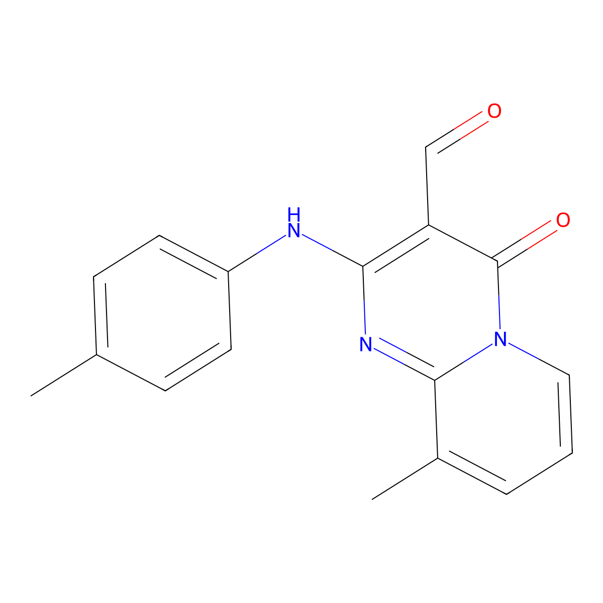 9-methyl-4-oxo-2-(p-tolylamino)-4H-pyrido[1,2-a]pyrimidine-3-carbaldehyde molecular structure, CAS 300701-36-4