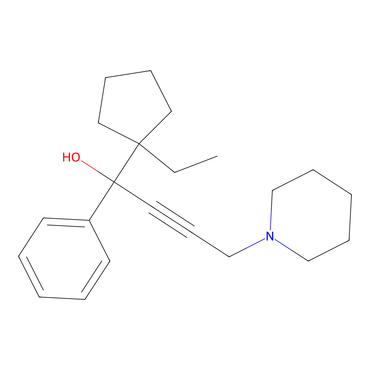 1-(1-Ethylcyclopentyl)-1-phenyl-4-(piperidin-1-yl)but-2-yn-1-ol molecular structure, CAS 300701-60-4