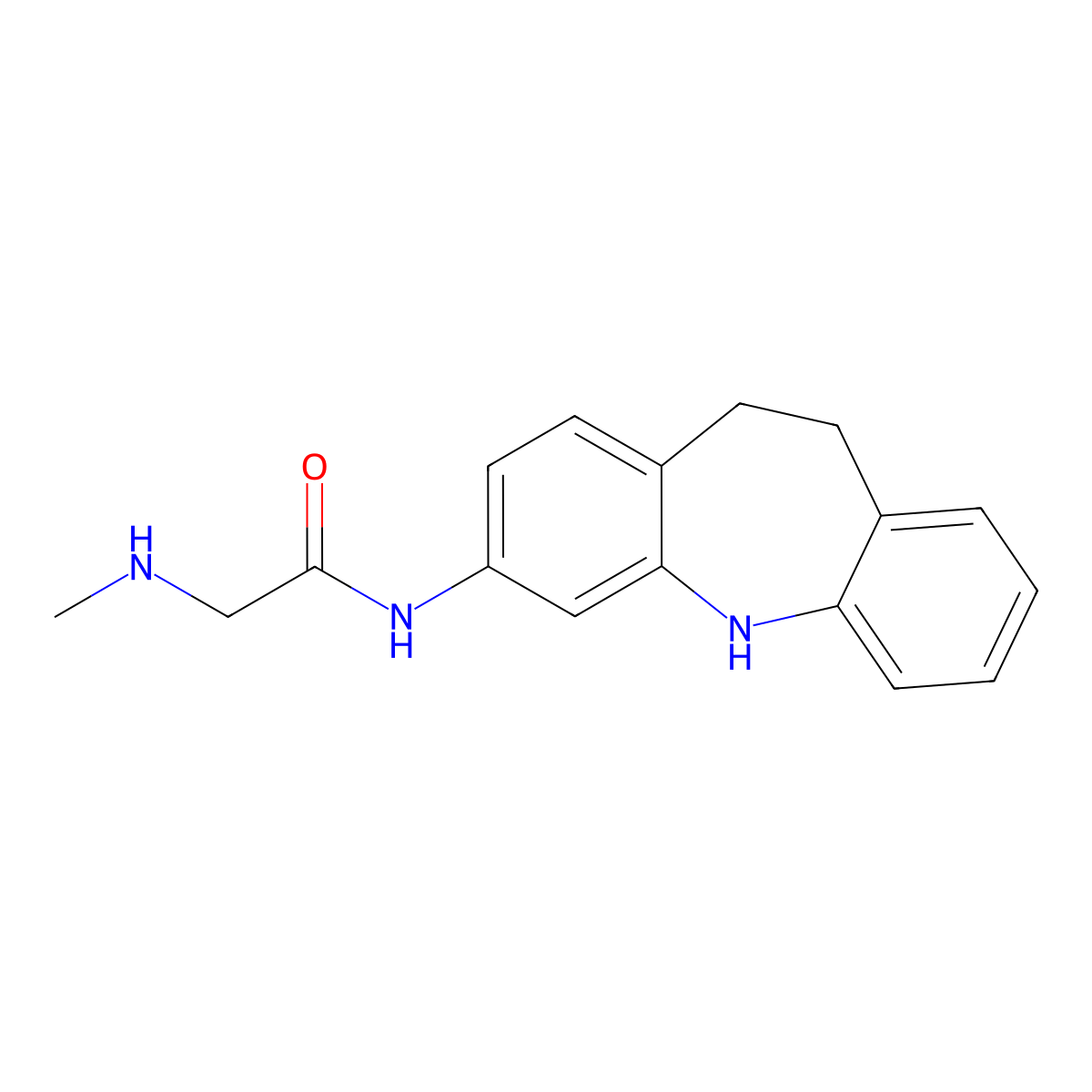 N-(10,11-Dihydro-5H-dibenz[b,f]azepin-3-yl)-2-(methylamino)acetamide molecular structure, CAS 300702-06-1