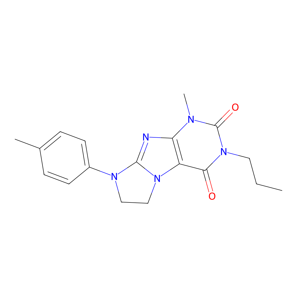 1-methyl-8-(4-methylphenyl)-3-propyl-7,8-dihydro-1H-imidazo[2,1-f]purine-2,4(3H,6H)-dione molecular structure, CAS 300703-05-3