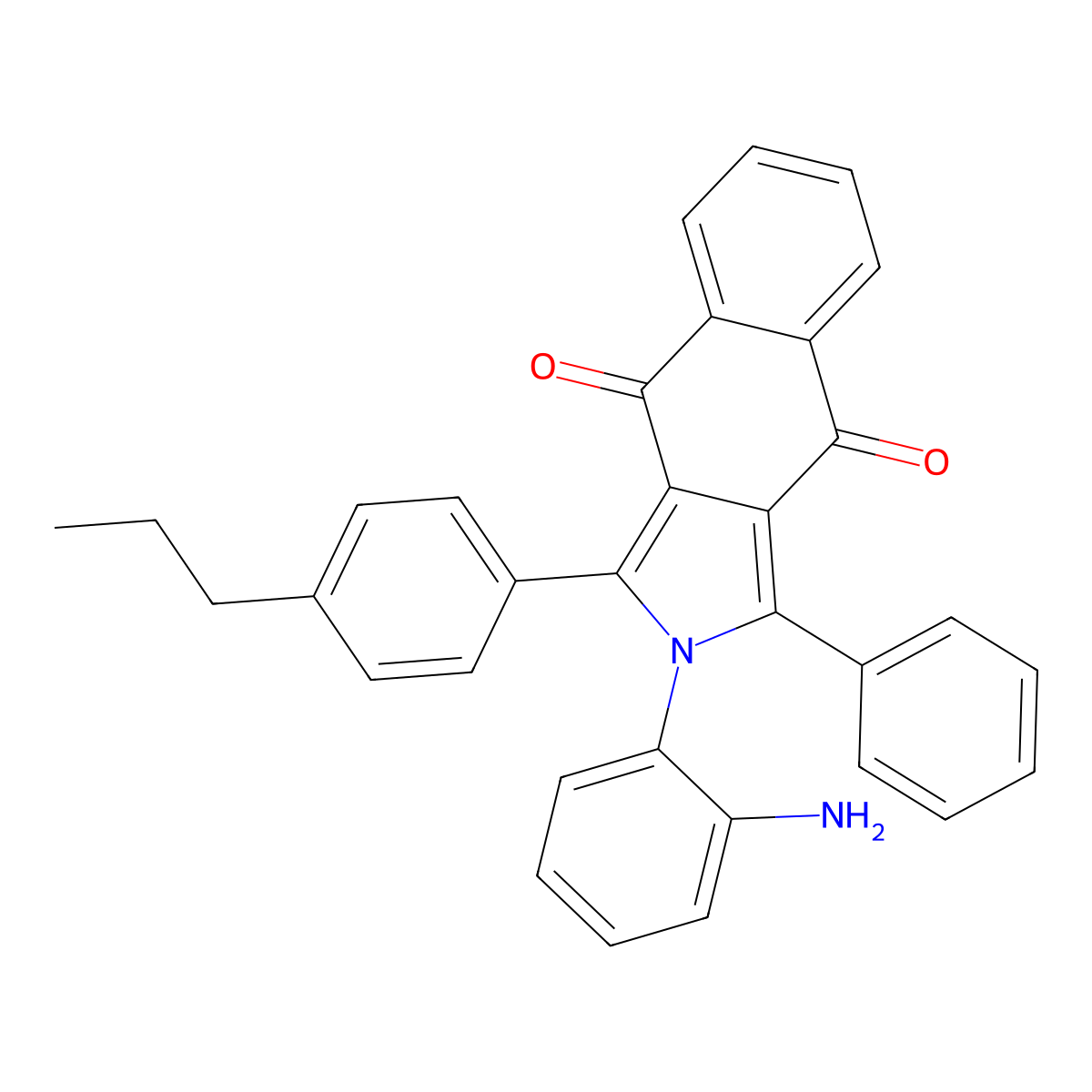 2-(2-Aminophenyl)-1-phenyl-3-(4-propylphenyl)benzo[f]isoindole-4,9-dione molecular structure, CAS 300703-25-7