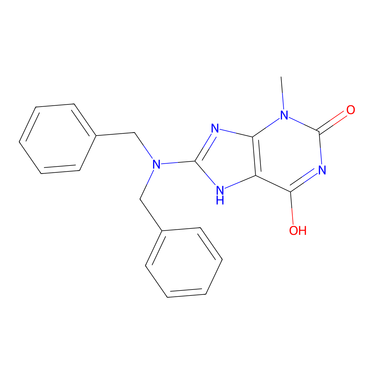 8-(dibenzylamino)-3-methyl-7H-purine-2,6-dione molecular structure, CAS 300703-56-4