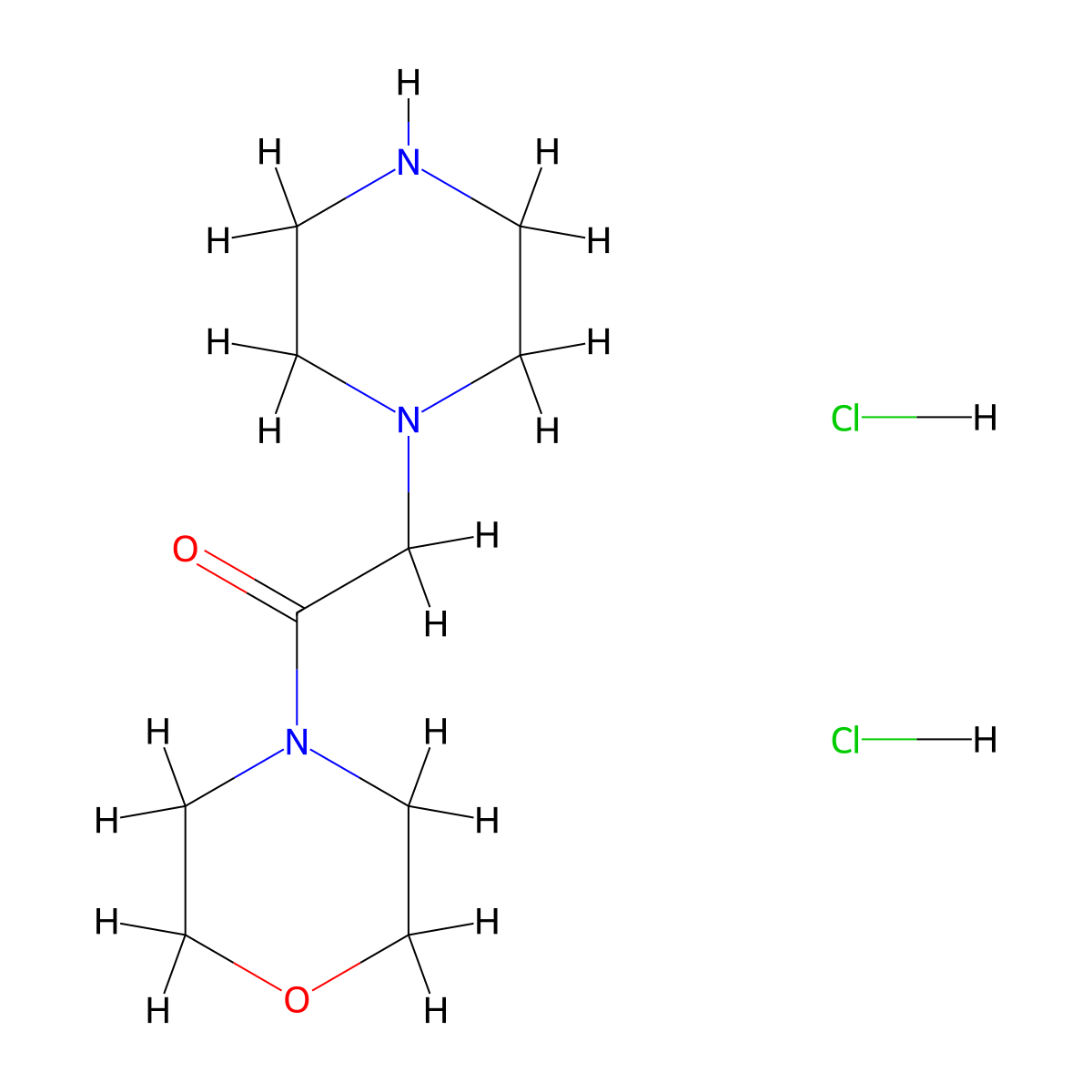1-(Morpholin-4-yl)-2-(piperazin-1-yl)ethan-1-one dihydrochloride molecular structure, CAS 300704-06-7
