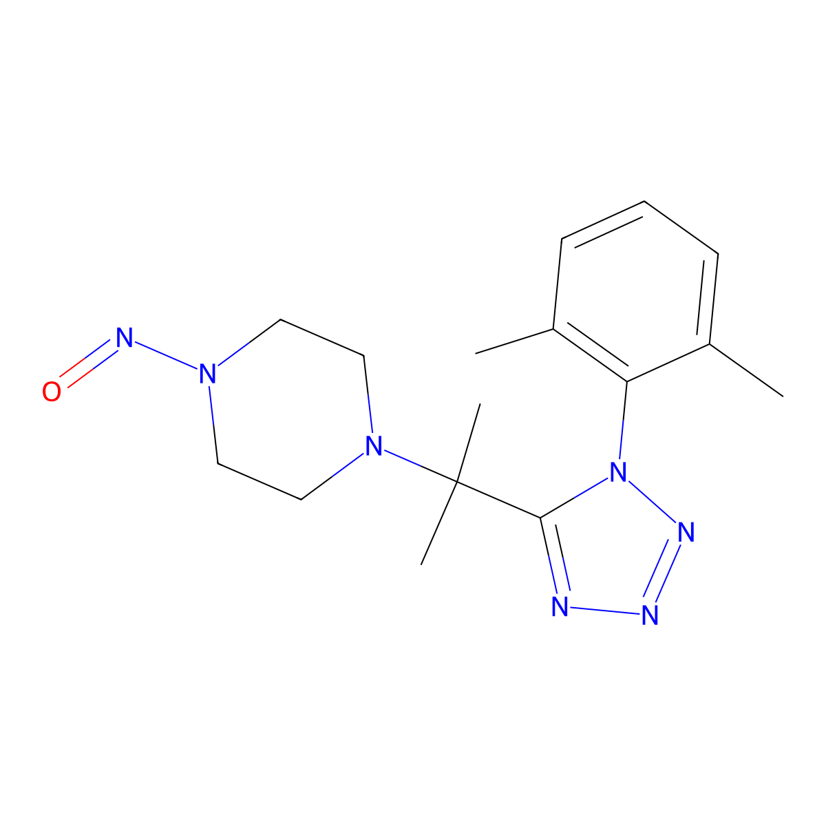 1-[2-[1-(2,6-Dimethylphenyl)tetrazol-5-yl]propan-2-yl]-4-nitrosopiperazine molecular structure, CAS 300704-37-4