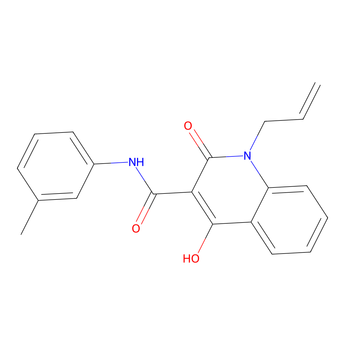 4-hydroxy-N-(3-methylphenyl)-2-oxo-1-(prop-2-en-1-yl)-1,2-dihydroquinoline-3-carboxamide molecular structure, CAS 300704-75-0