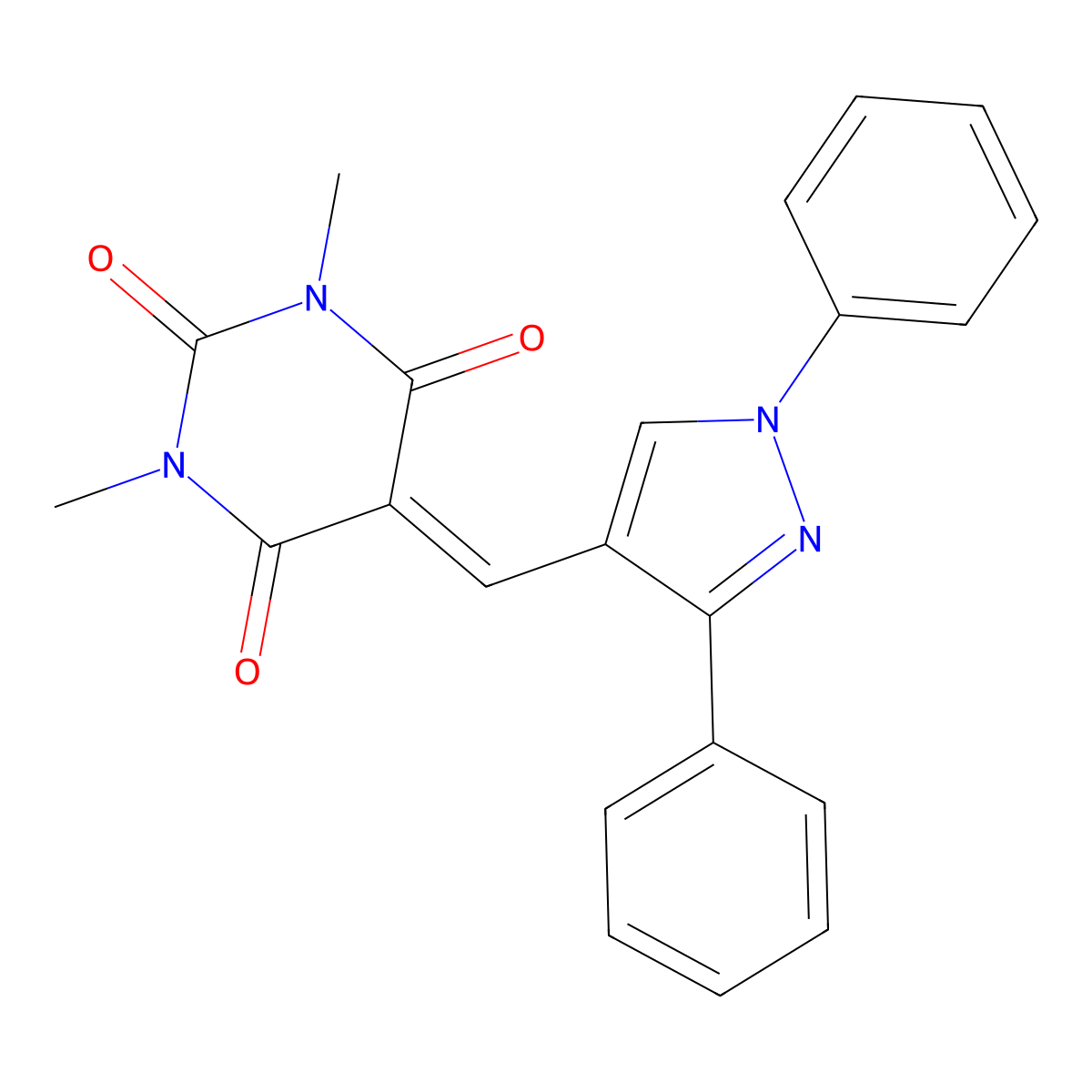 5-[(1,3-diphenyl-1H-pyrazol-4-yl)methylidene]-1,3-dimethyl-1,3-diazinane-2,4,6-trione molecular structure, CAS 300705-10-6