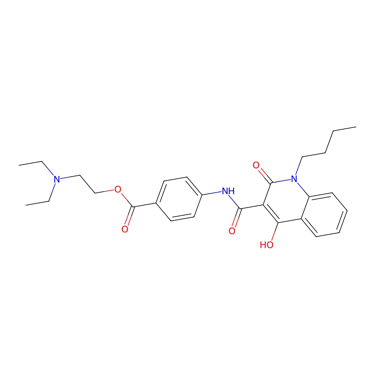 2-(Diethylamino)ethyl 4-{[(1-butyl-4-hydroxy-2-oxo-1,2-dihydroquinolin-3-yl)carbonyl]amino}benzoate molecular structure, CAS 300705-28-6