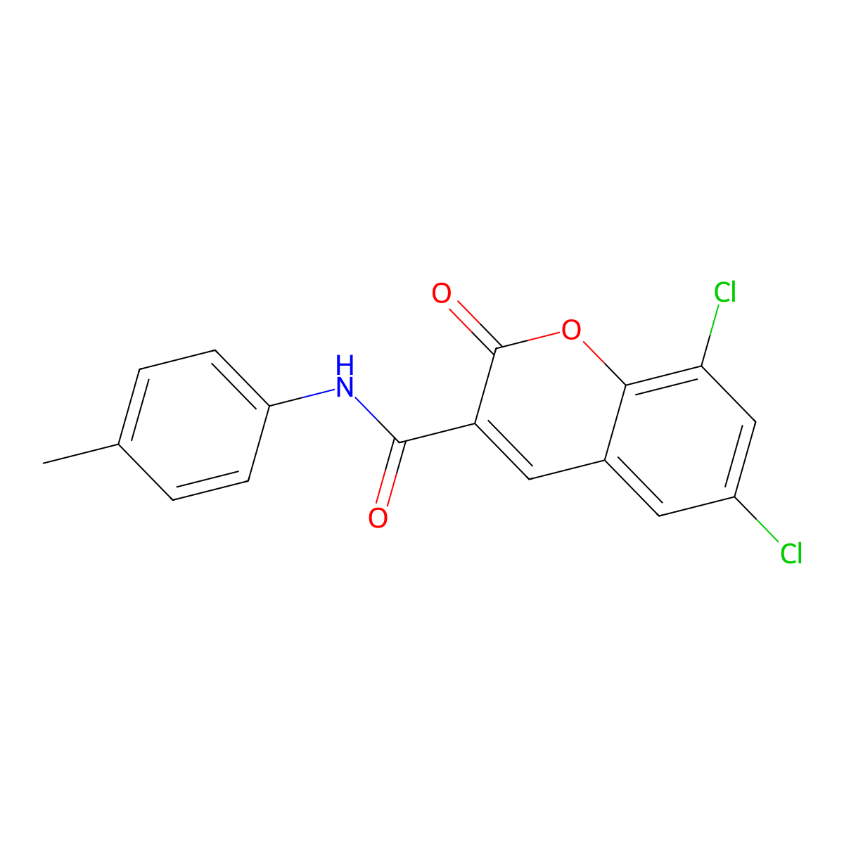 6,8-dichloro-N-(4-methylphenyl)-2-oxo-2H-chromene-3-carboxamide molecular structure, CAS 300706-70-1