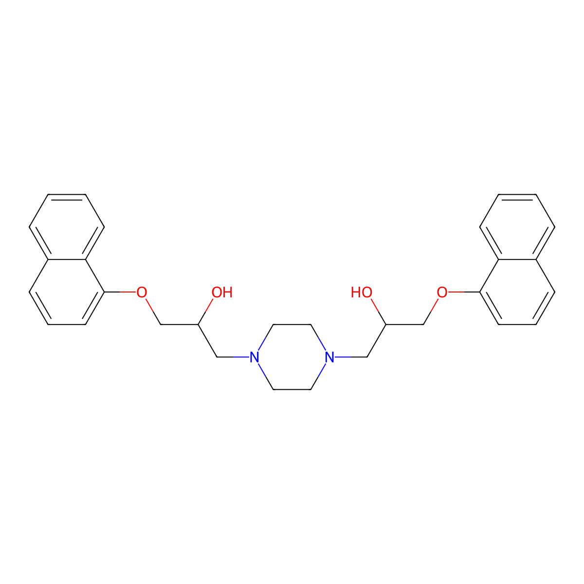 1-[4-(2-Hydroxy-3-naphthalen-1-yloxypropyl)piperazin-1-yl]-3-naphthalen-1-yloxypropan-2-ol molecular structure, CAS 300712-42-9