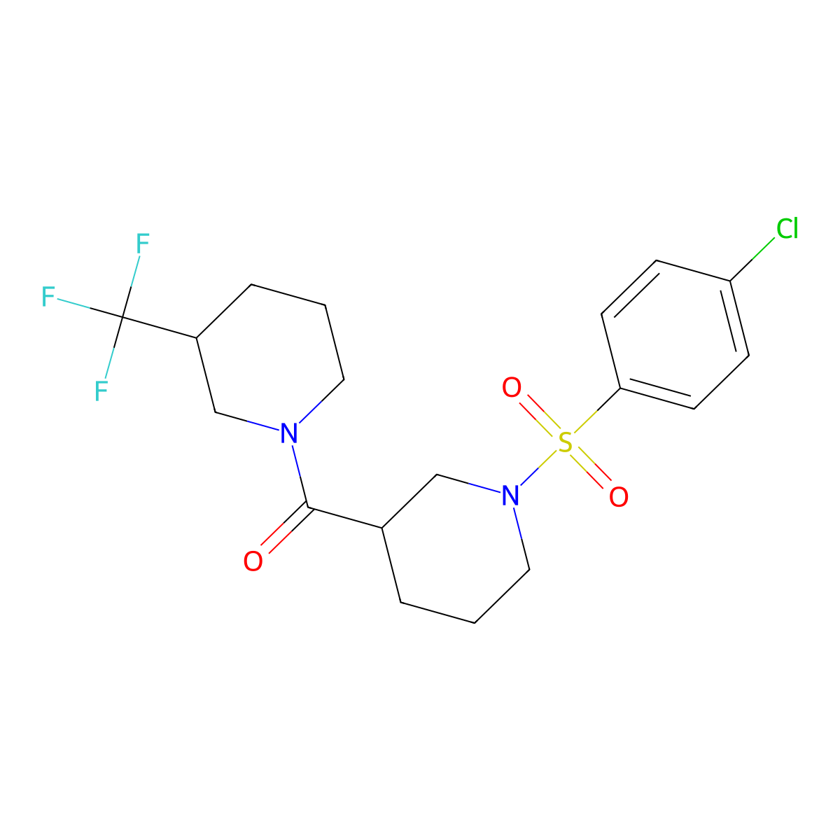 1-[1-(4-Chlorobenzenesulfonyl)piperidine-3-carbonyl]-3-(trifluoromethyl)piperidine molecular structure, CAS 300712-58-7