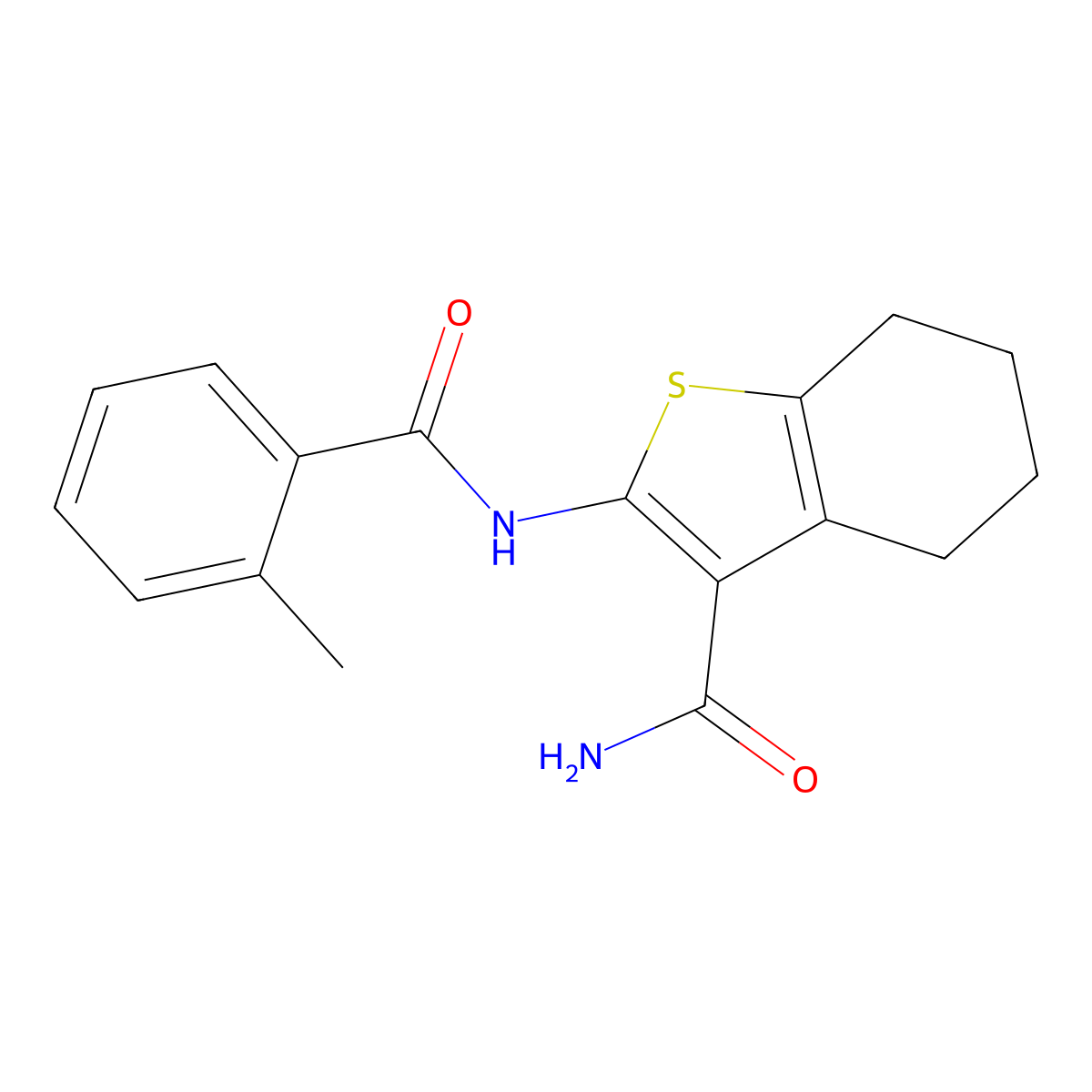 2-(2-Methylbenzamido)-4,5,6,7-tetrahydro-1-benzothiophene-3-carboxamide molecular structure, CAS 300712-63-4