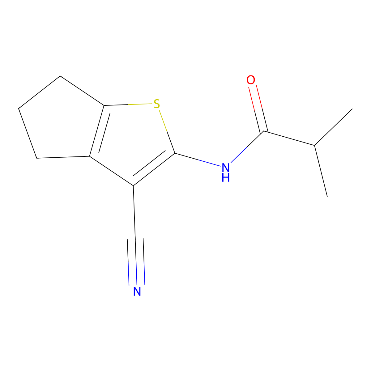 N-(3-cyano-5,6-dihydro-4H-cyclopenta[b]thiophen-2-yl)isobutyramide molecular structure, CAS 300712-74-7