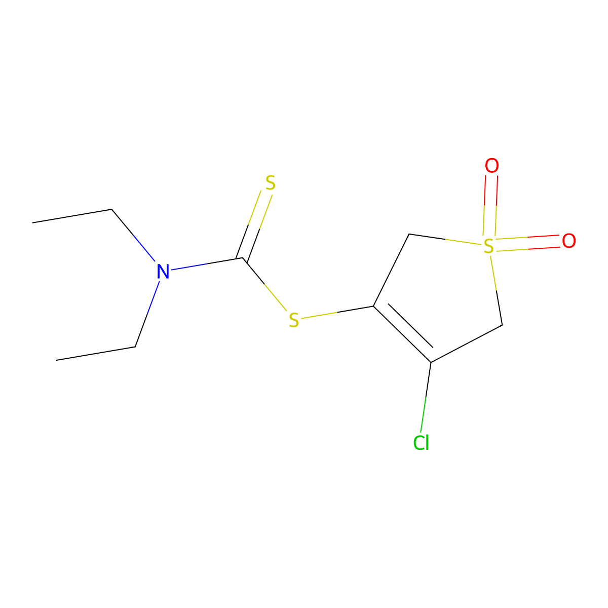 4-Chloro-1,1-dioxido-2,5-dihydrothiophen-3-yl diethylcarbamodithioate molecular structure, CAS 300712-89-4