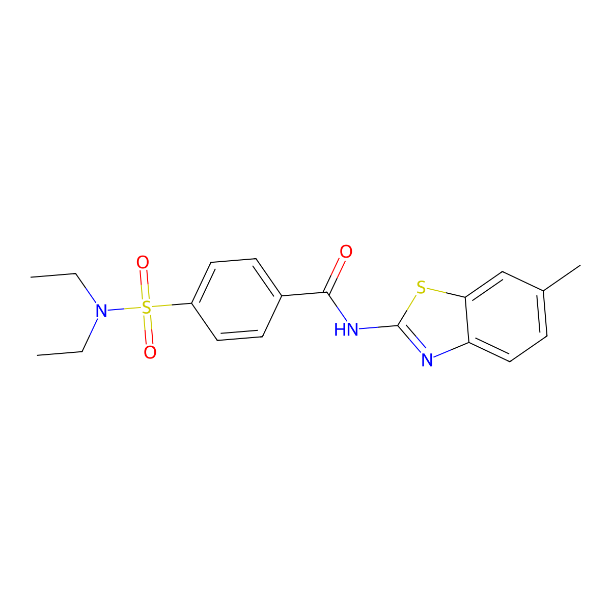 4-(diethylsulfamoyl)-N-(6-methyl-1,3-benzothiazol-2-yl)benzamide molecular structure, CAS 300712-90-7