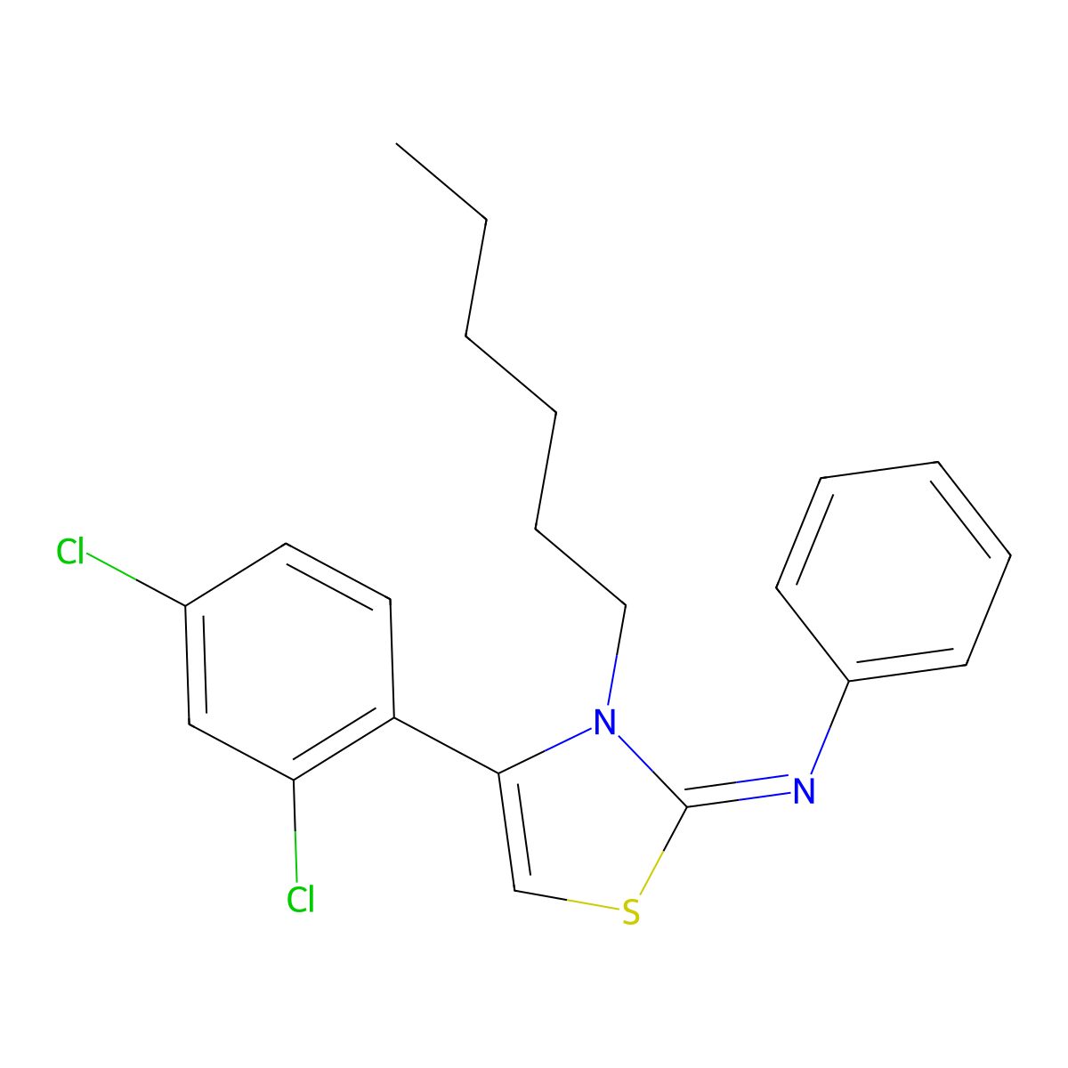 (Z)-N-(4-(2,4-dichlorophenyl)-3-hexylthiazol-2(3H)-ylidene)aniline molecular structure, CAS 300713-45-5