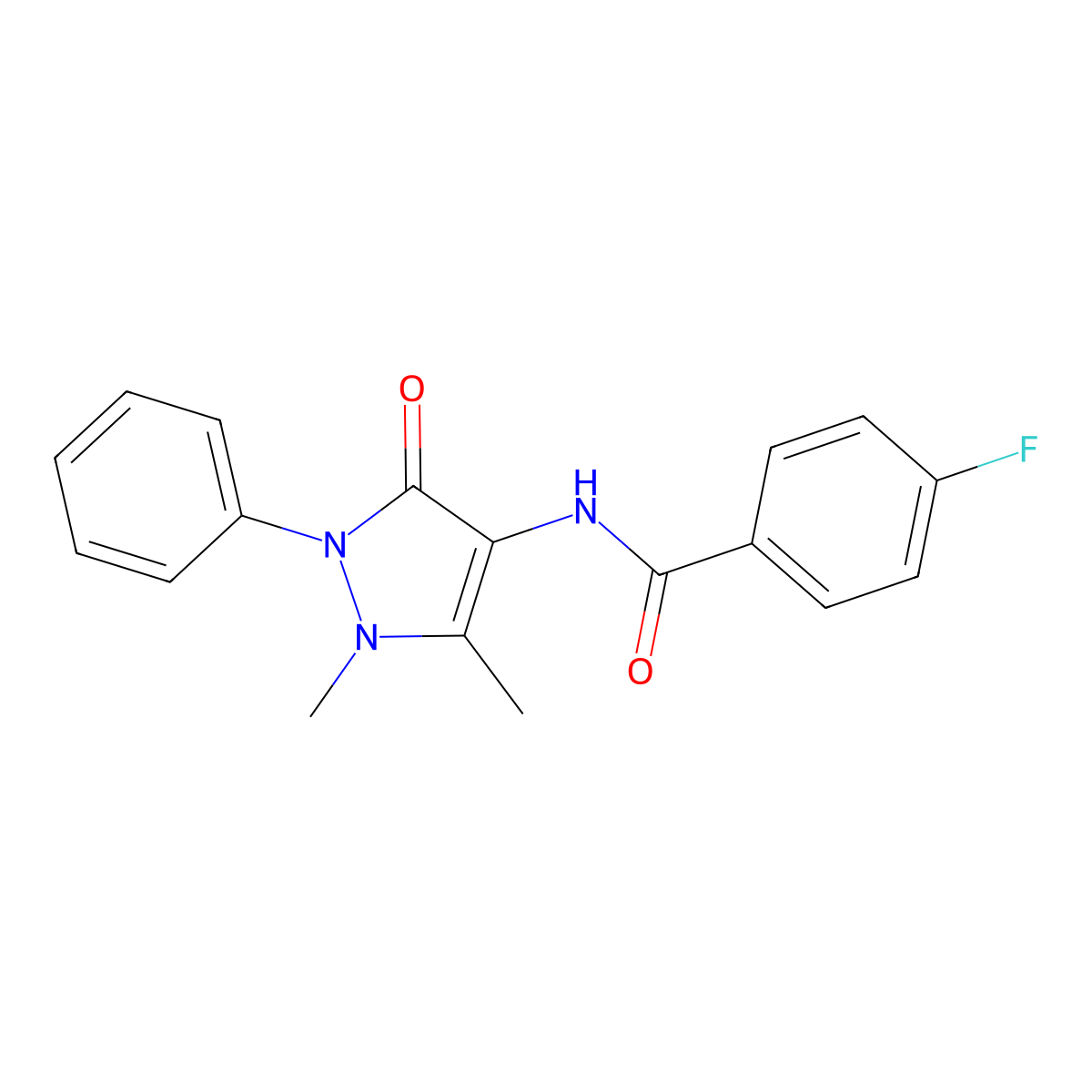N-(1,5-Dimethyl-3-oxo-2-phenyl-2,3-dihydro-1H-pyrazol-4-yl)-4-fluoro-benzamide molecular structure, CAS 300713-49-9