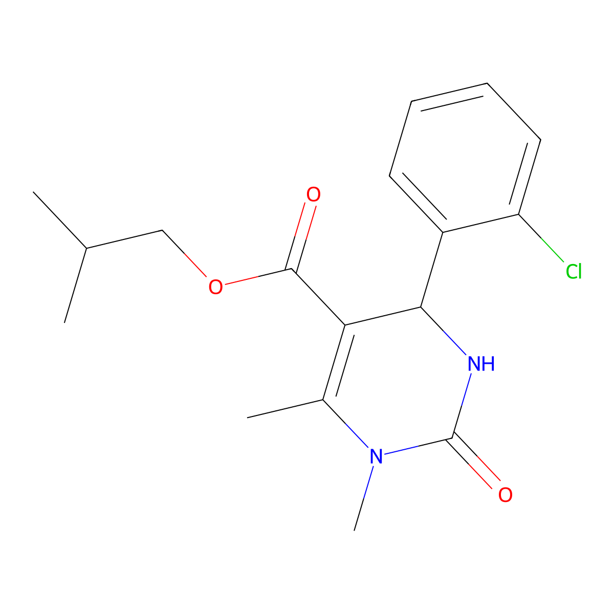 6-(2-Chlorophenyl)-3,4-dimethyl-2-oxo-1,6-dihydropyrimidine-5-carboxylic acid 2-methylpropyl ester molecular structure, CAS 300713-87-5