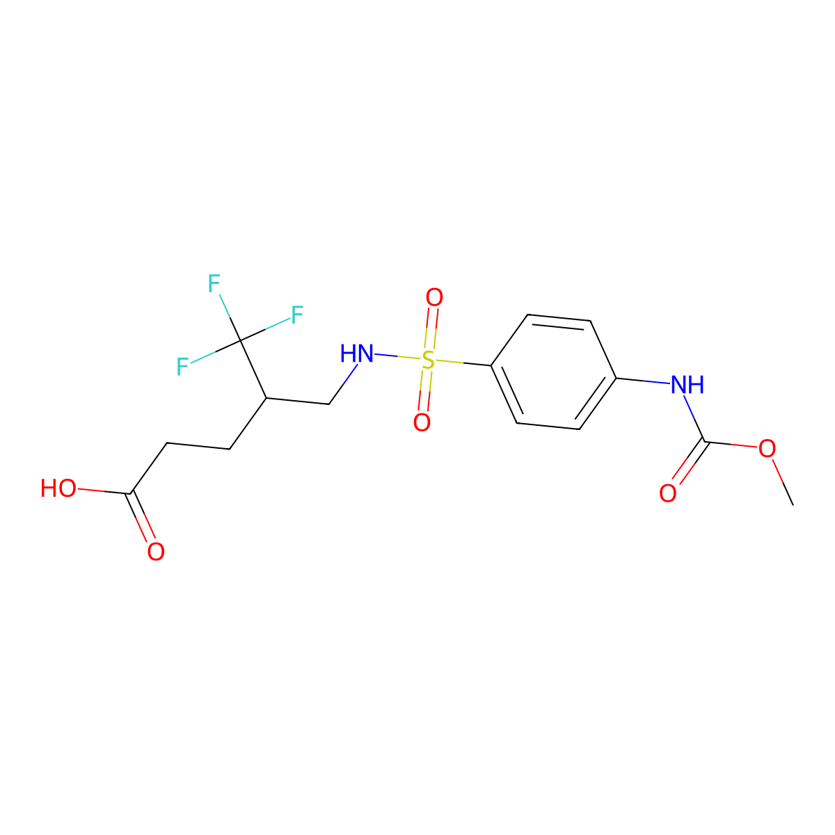 5,5,5-Trifluoro-4-({4-[(methoxycarbonyl)amino]benzenesulfonamido}methyl)pentanoic acid molecular structure, CAS 300713-88-6
