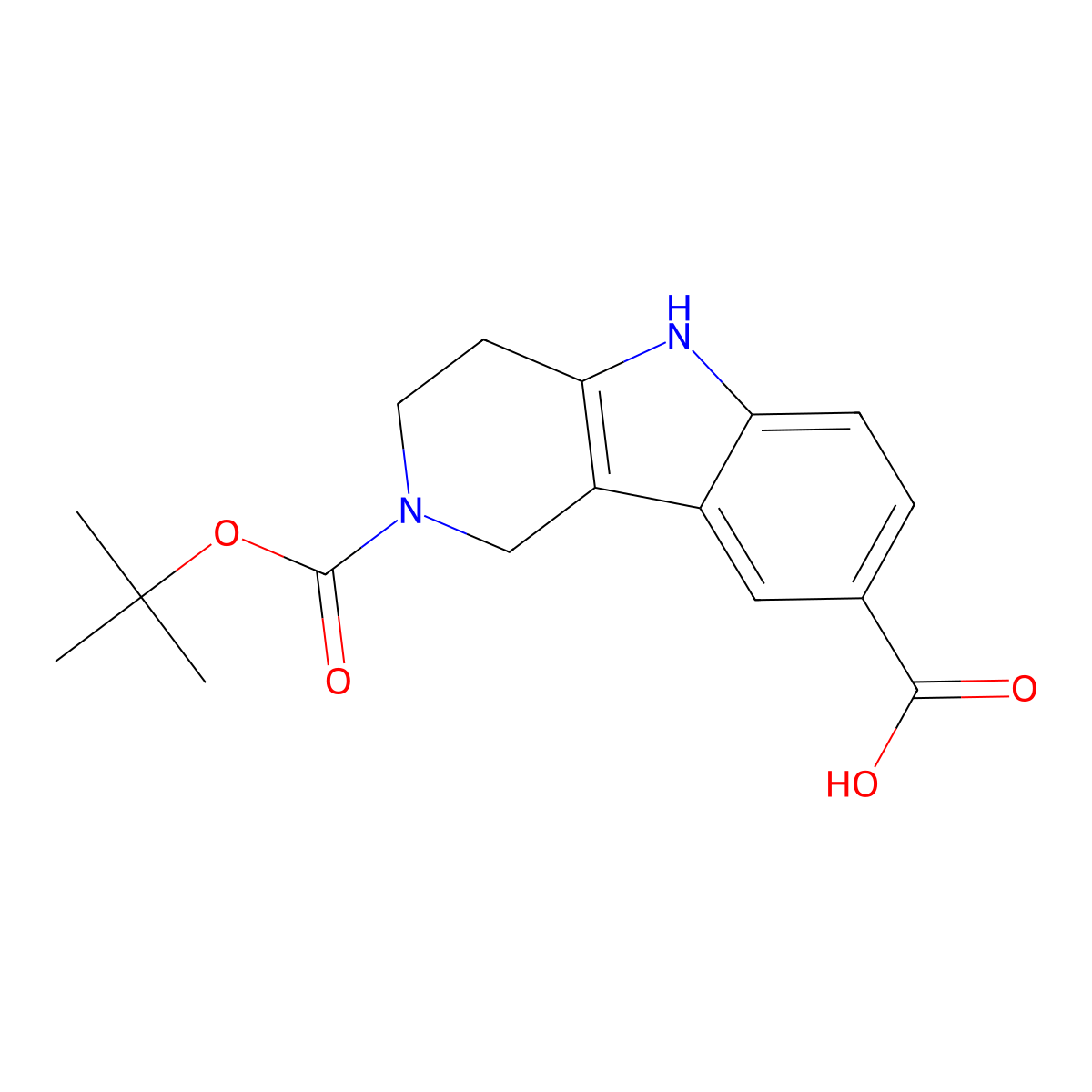 2-(Tert-butoxycarbonyl)-2,3,4,5-tetrahydro-1H-pyrido[4,3-B]indole-8-carboxylic acid molecular structure, CAS 300715-96-2