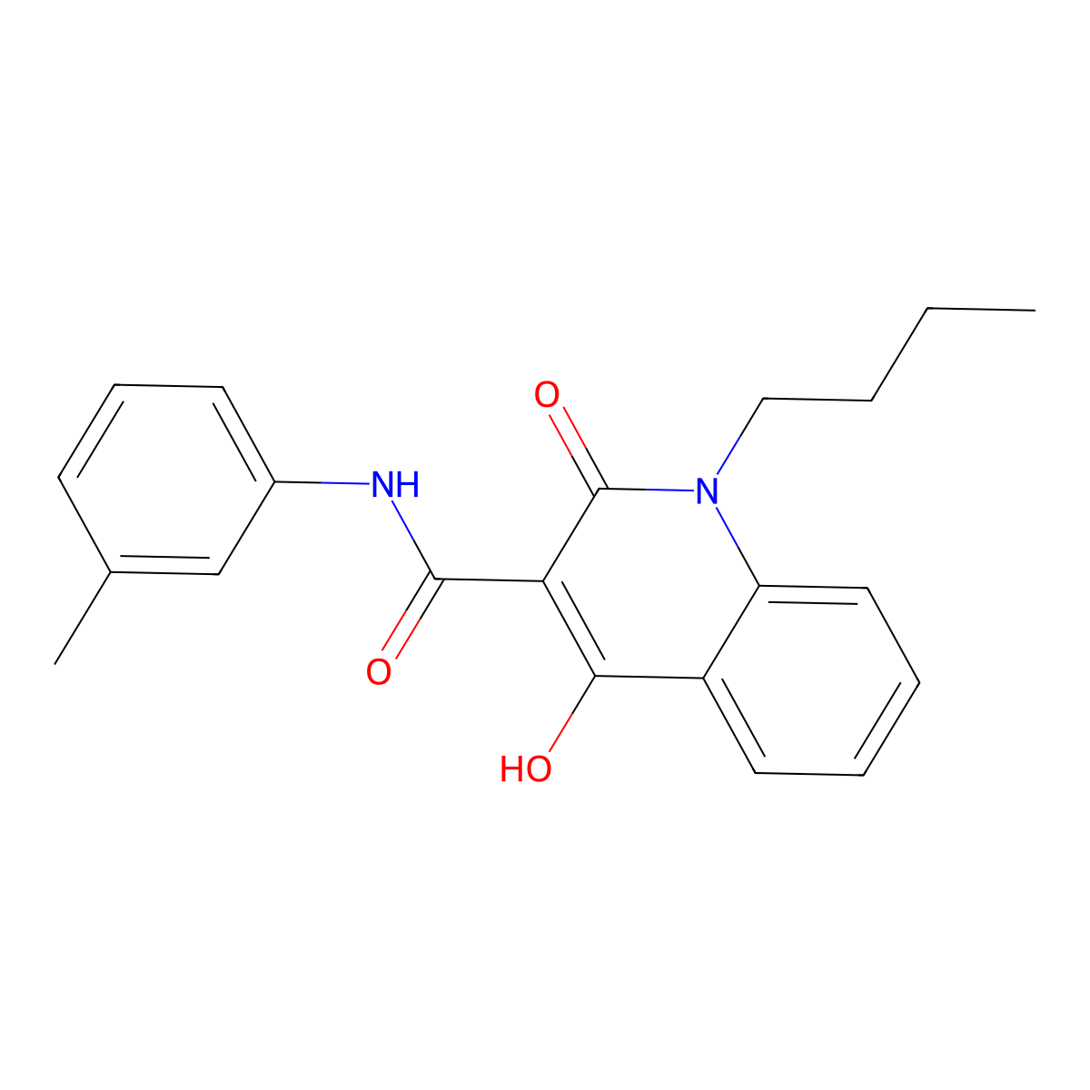 1-Butyl-4-hydroxy-N-(3-methylphenyl)-2-oxo-1,2-dihydro-3-quinolinecarboxamide molecular structure, CAS 300716-15-8