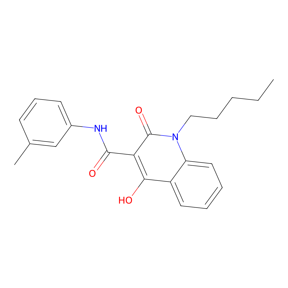 4-Hydroxy-N-(3-methylphenyl)-2-oxo-1-pentyl-1,2-dihydro-3-quinolinecarboxamide molecular structure, CAS 300716-16-9