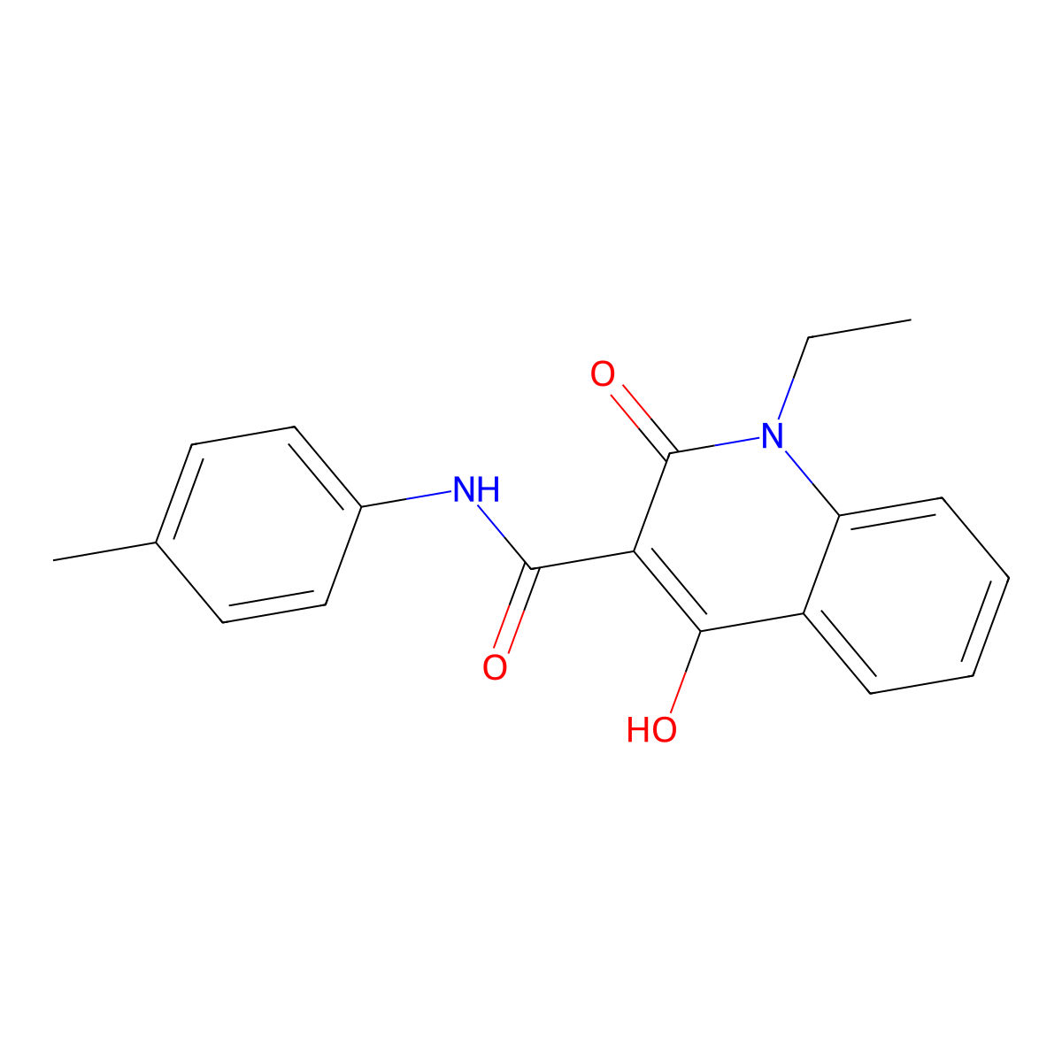 1-ethyl-4-hydroxy-N-(4-methylphenyl)-2-oxo-1,2-dihydroquinoline-3-carboxamide molecular structure, CAS 300716-17-0