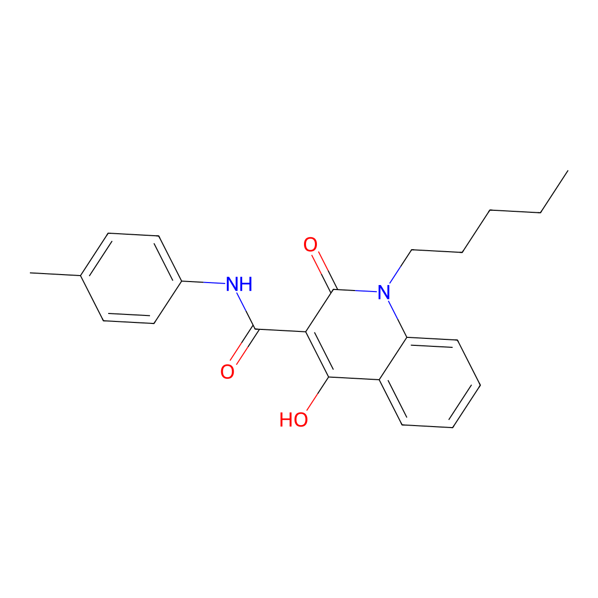 4-Hydroxy-N-(4-methylphenyl)-2-oxo-1-pentyl-1,2-dihydro-3-quinolinecarboxamide molecular structure, CAS 300716-18-1