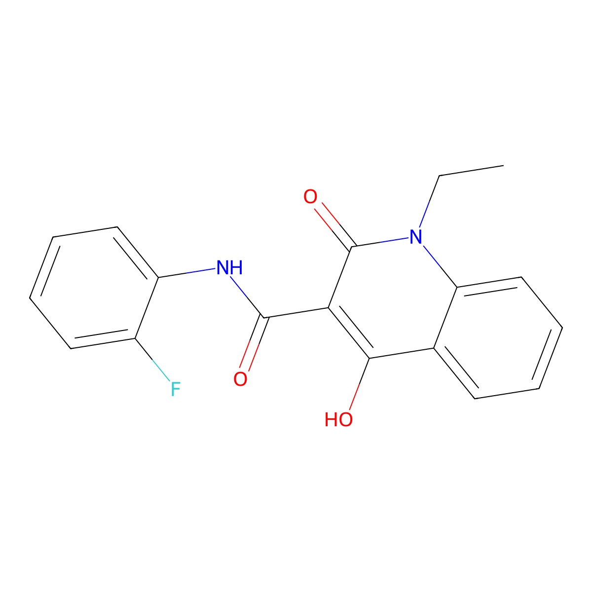 1-ethyl-N-(2-fluorophenyl)-4-hydroxy-2-oxo-1,2-dihydroquinoline-3-carboxamide molecular structure, CAS 300716-22-7