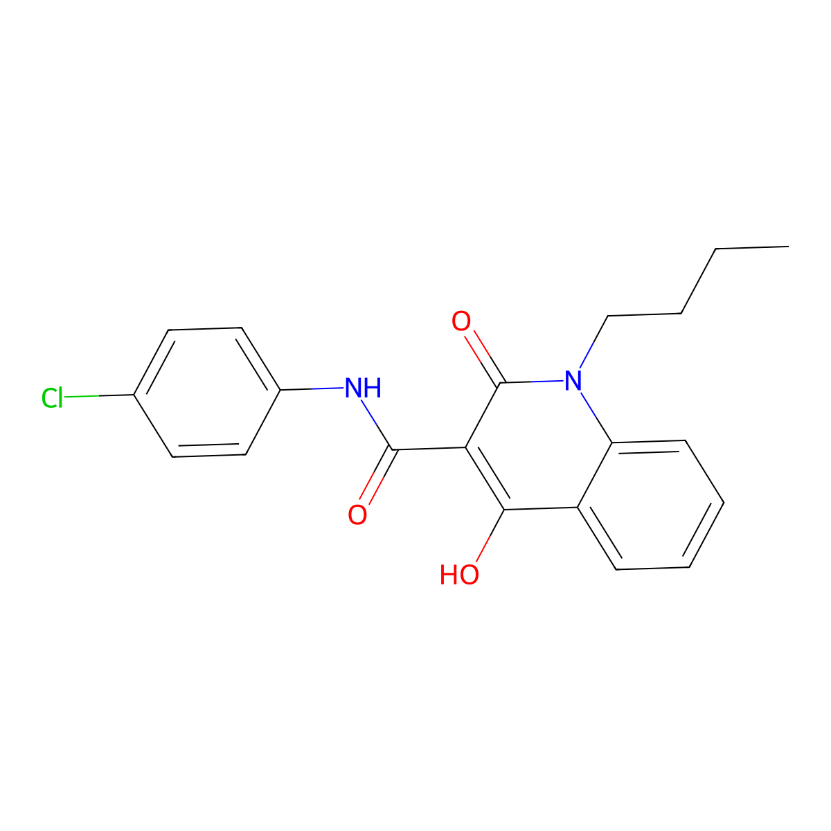 1-Butyl-N-(4-chlorophenyl)-4-hydroxy-2-oxo-1,2-dihydro-3-quinolinecarboxamide molecular structure, CAS 300716-25-0