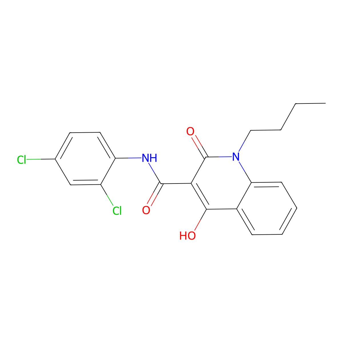 1-Butyl-N-(2,4-dichlorophenyl)4-hydroxy-2-oxo-1,2-dihydro-3-quinolinecarboxamide molecular structure, CAS 300716-28-3