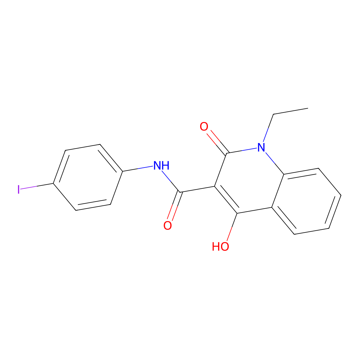 1-Ethyl-4-hydroxy-N-(4-iodophenyl)-2-oxo-1,2-dihydro-3-quinolinecarboxamide molecular structure, CAS 300716-33-0