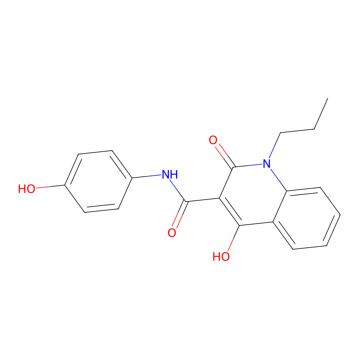 4-hydroxy-N-(4-hydroxyphenyl)-2-oxo-1-propyl-1,2-dihydroquinoline-3-carboxamide molecular structure, CAS 300716-37-4