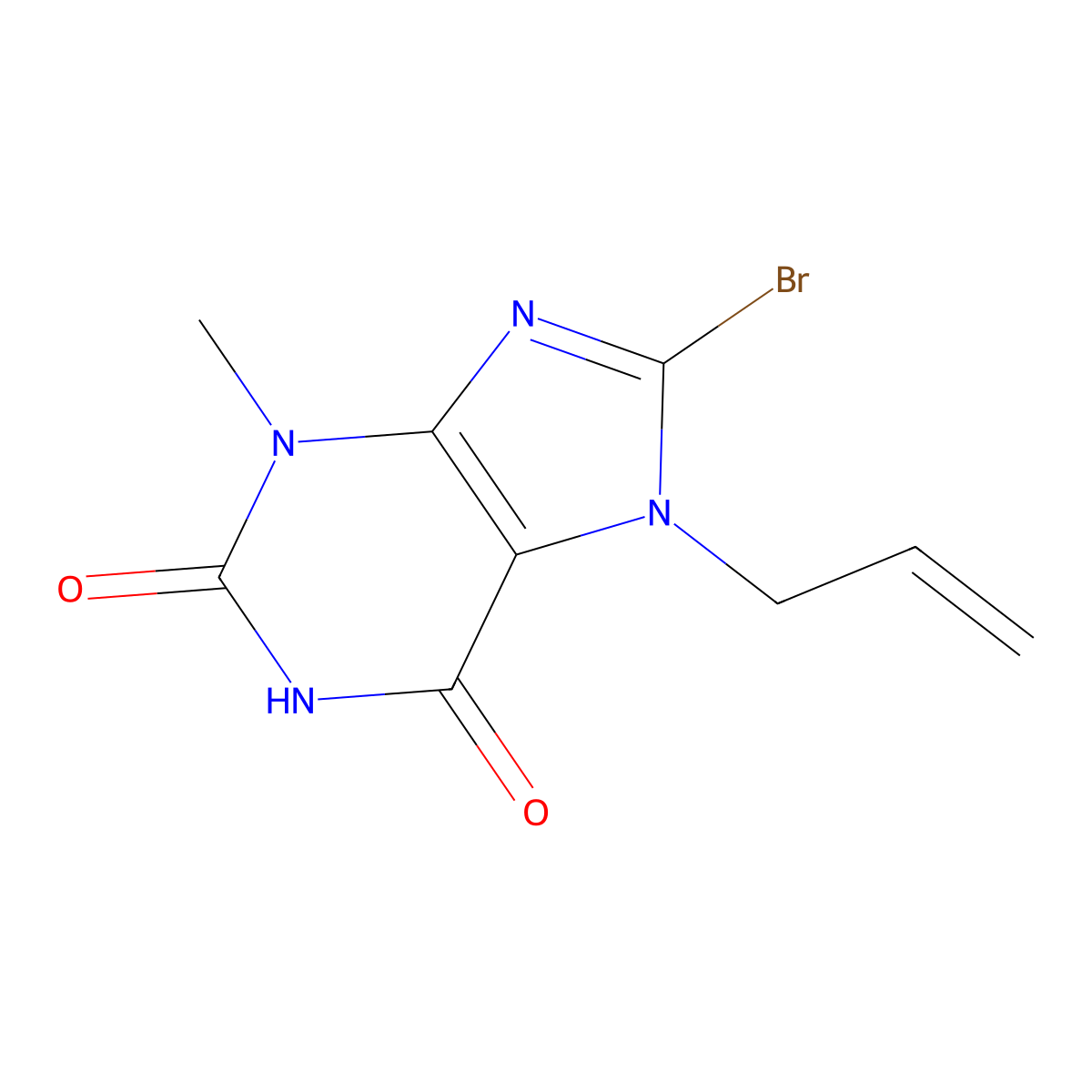 7-allyl-8-bromo-3-methyl-1H-purine-2,6(3H,7H)-dione molecular structure, CAS 300716-99-8