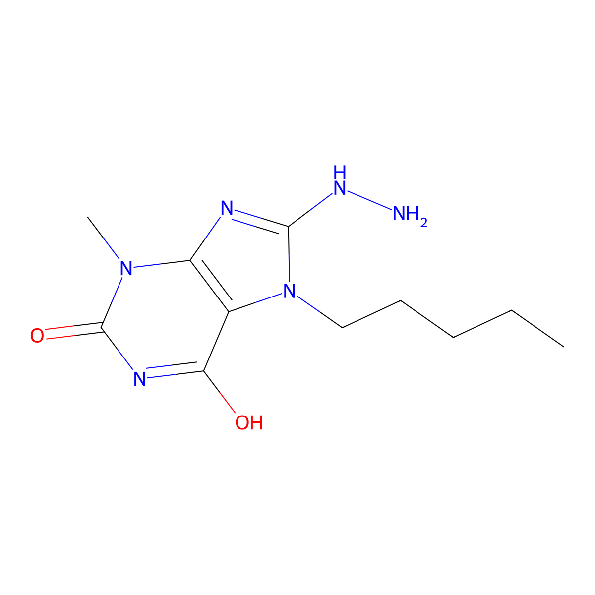 8-Hydrazinyl-3-methyl-7-pentyl-1H-purine-2,6(3H,7H)-dione molecular structure, CAS 300717-02-6