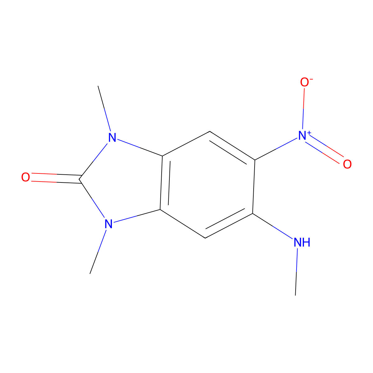 1,3-dimethyl-5-(methylamino)-6-nitro-1,3-dihydro-2H-benzimidazol-2-one molecular structure, CAS 300717-41-3