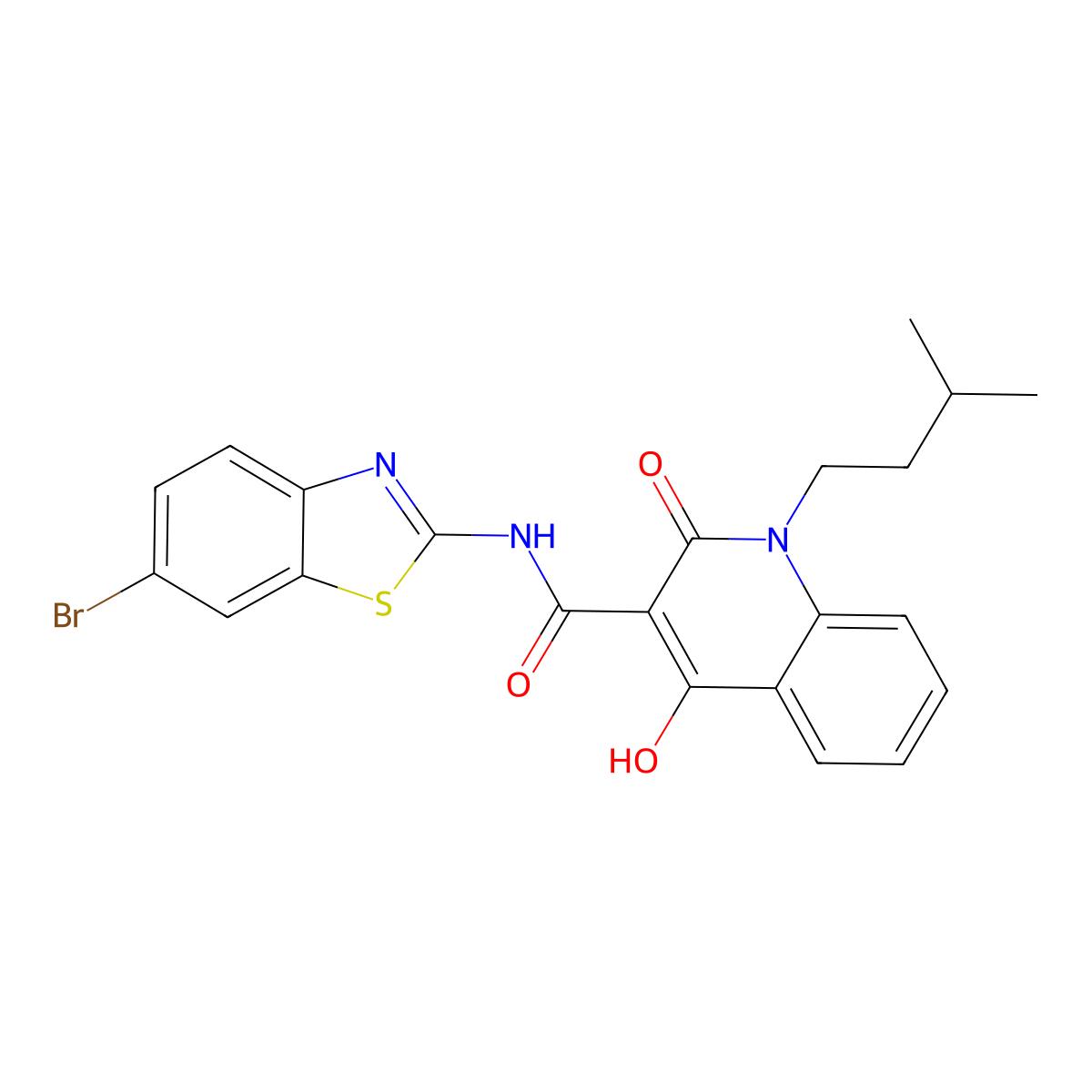 N-(6-Bromo-1,3-benzothiazol-2-yl)-4-hydroxy-1-isopentyl-2-oxo-1,2-dihydro-3-quinolinecarboxamide molecular structure, CAS 300717-81-1