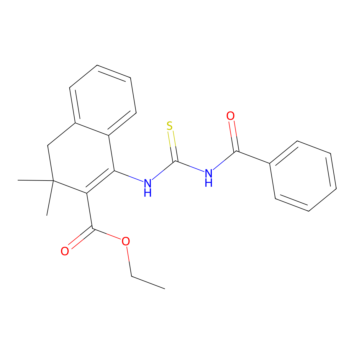 ethyl 1-(benzoylcarbamothioylamino)-3,3-dimethyl-4H-naphthalene-2-carboxylate molecular structure, CAS 300717-92-4