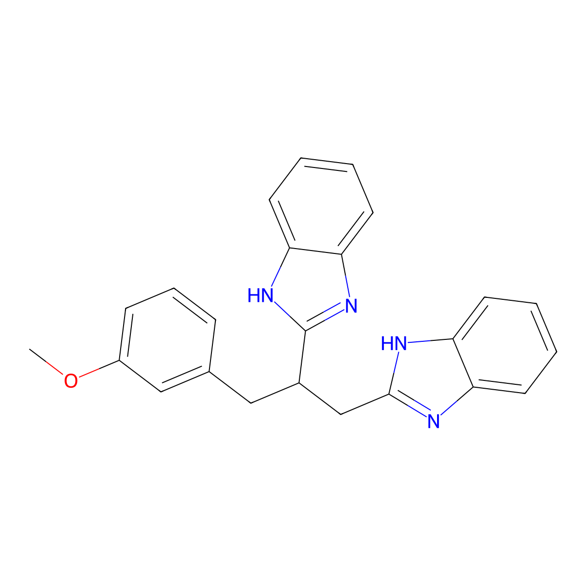 2-[1-(1H-benzimidazol-2-yl)-3-(3-methoxyphenyl)propan-2-yl]-1H-benzimidazole molecular structure, CAS 300718-24-5