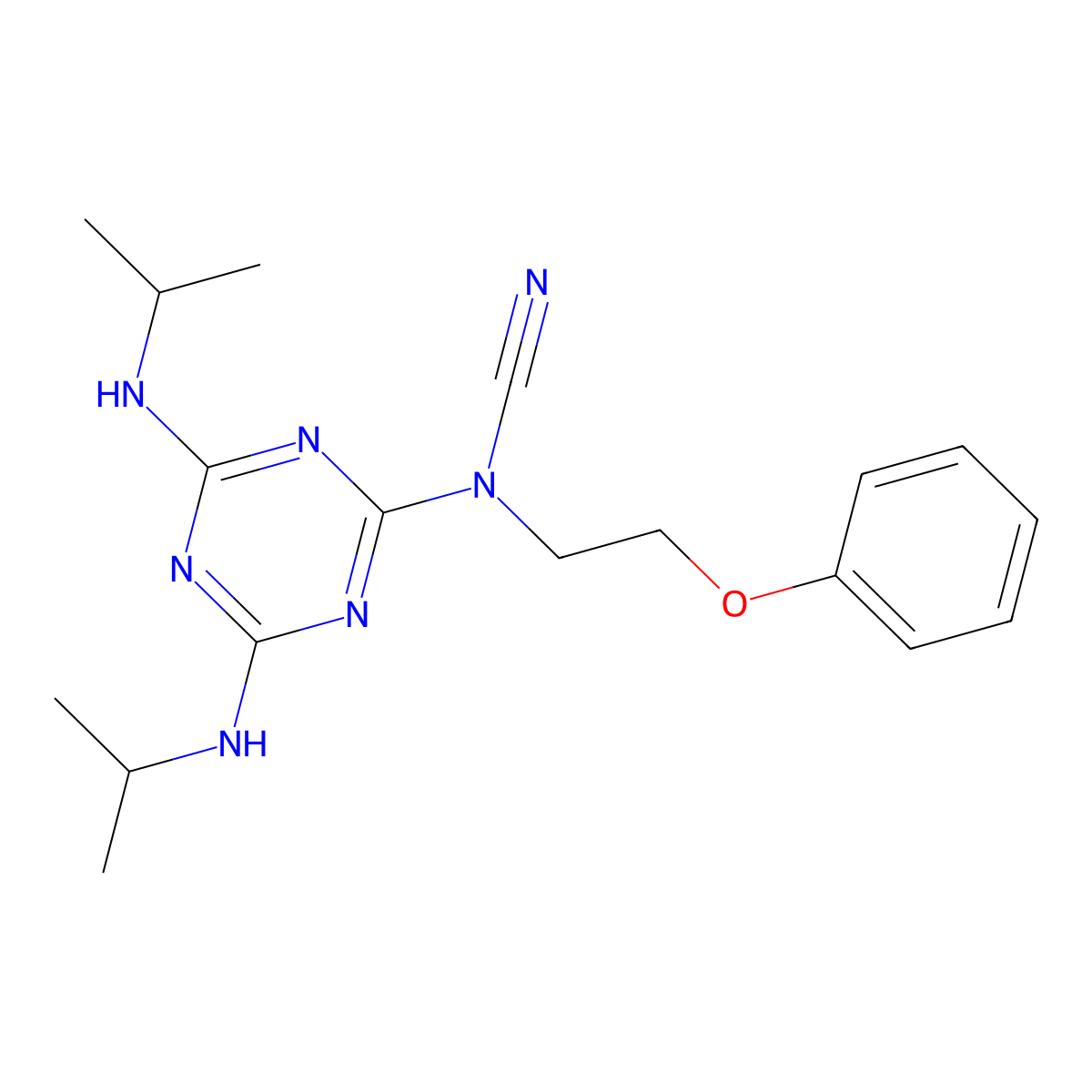 [4,6-Bis(propan-2-ylamino)-1,3,5-triazin-2-yl]-(2-phenoxyethyl)cyanamide molecular structure, CAS 300718-27-8