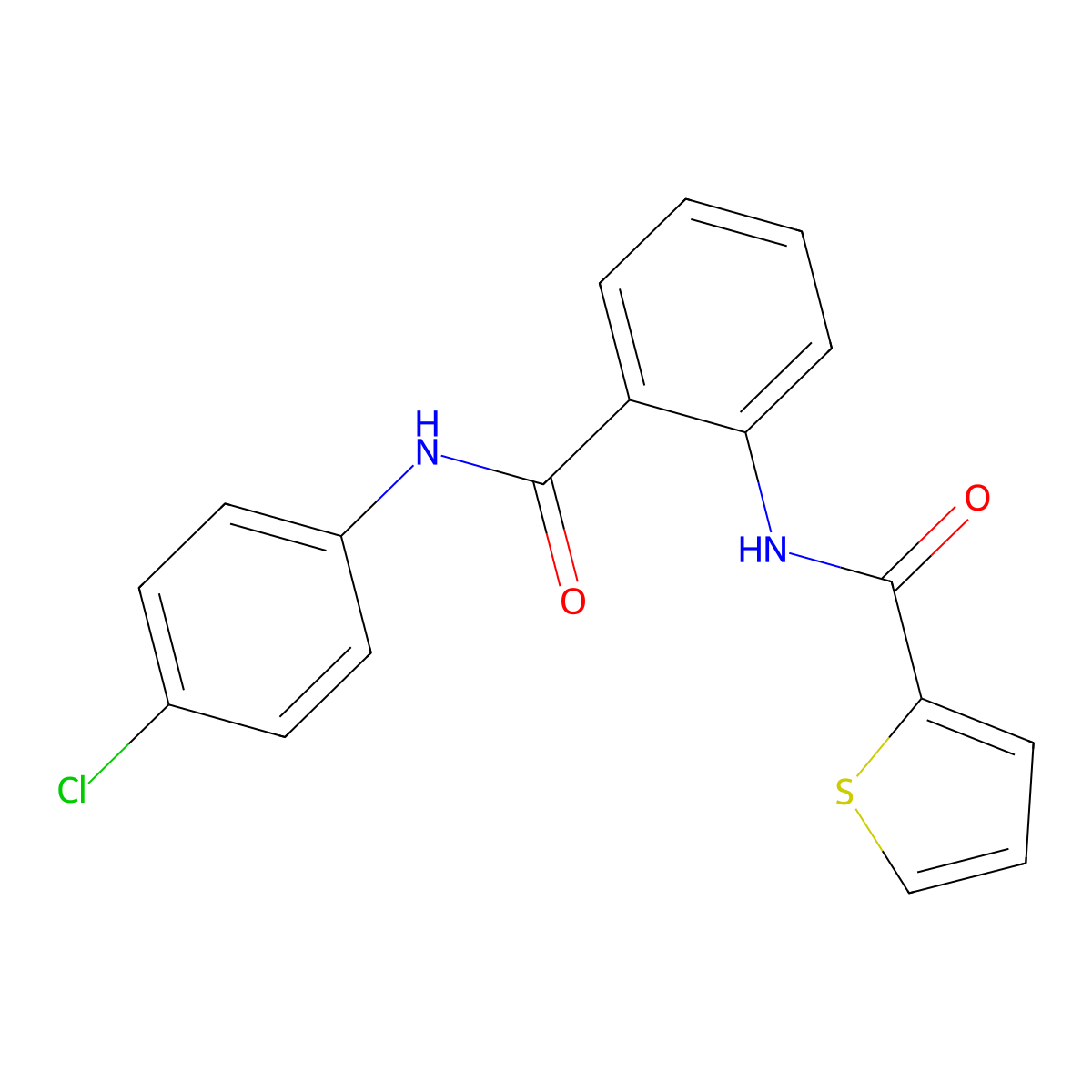 N-[2-[(4-chlorophenyl)carbamoyl]phenyl]thiophene-2-carboxamide molecular structure, CAS 300718-36-9