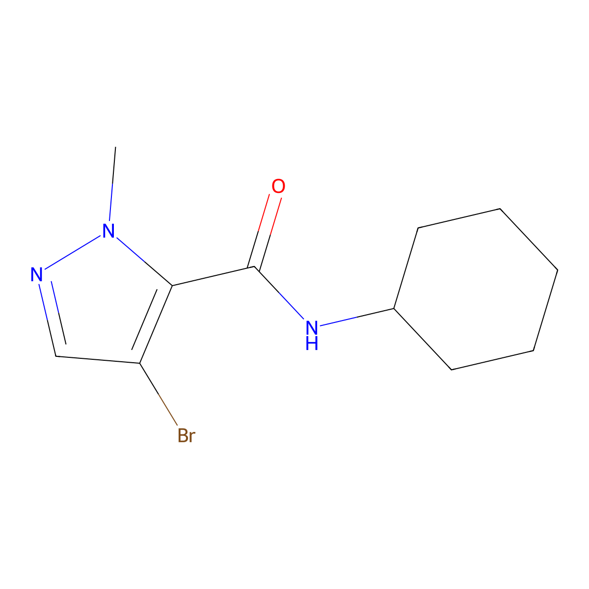 4-bromo-N-cyclohexyl-1-methyl-1H-pyrazole-5-carboxamide molecular structure, CAS 300718-44-9