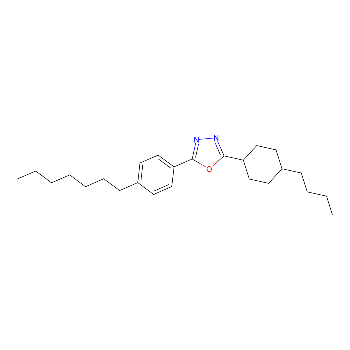 2-(4-Butylcyclohexyl)-5-(4-heptylphenyl)-1,3,4-oxadiazole molecular structure, CAS 300718-89-2