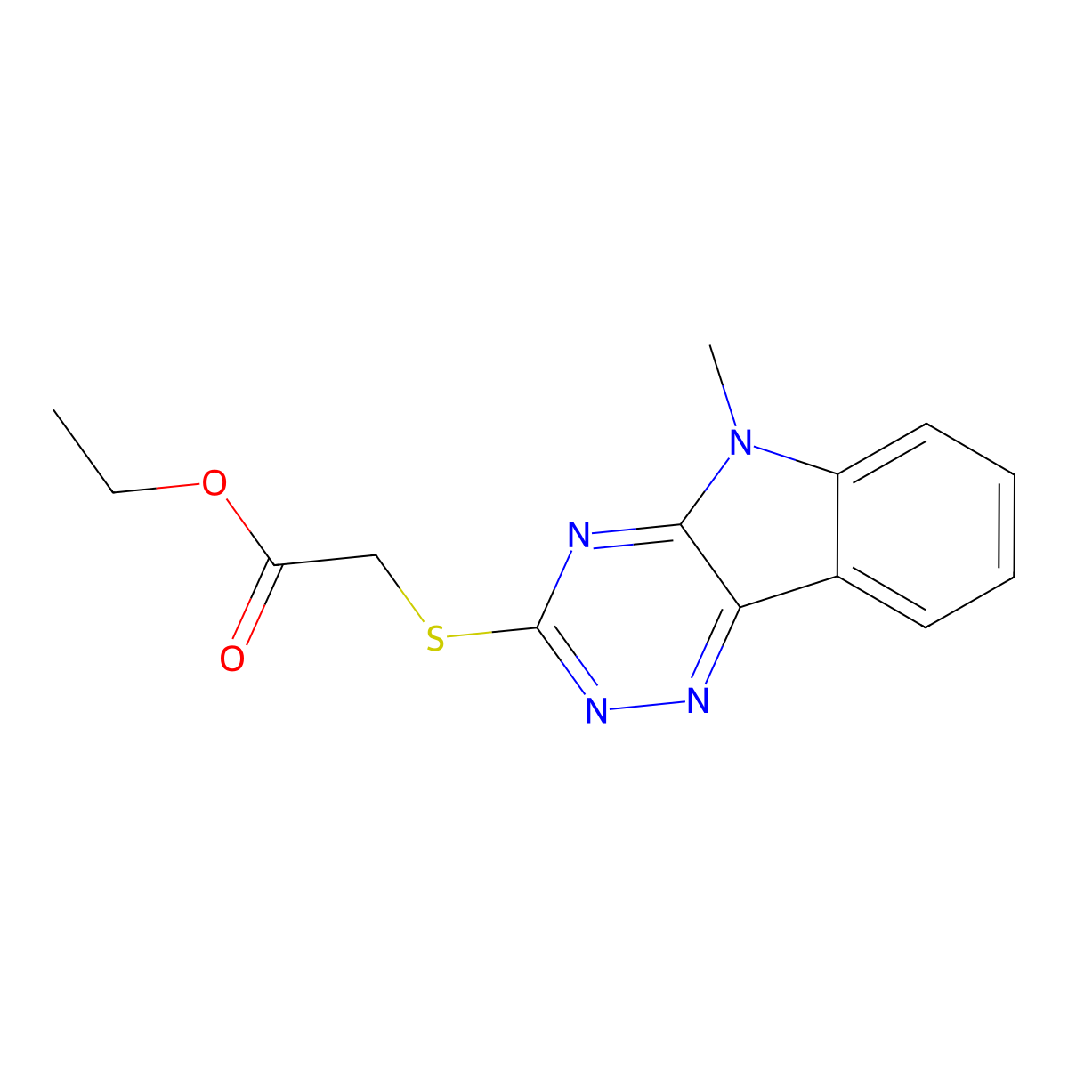 Ethyl 2-[(5-methyl-[1,2,4]triazino[5,6-b]indol-3-yl)sulfanyl]acetate molecular structure, CAS 300718-96-1