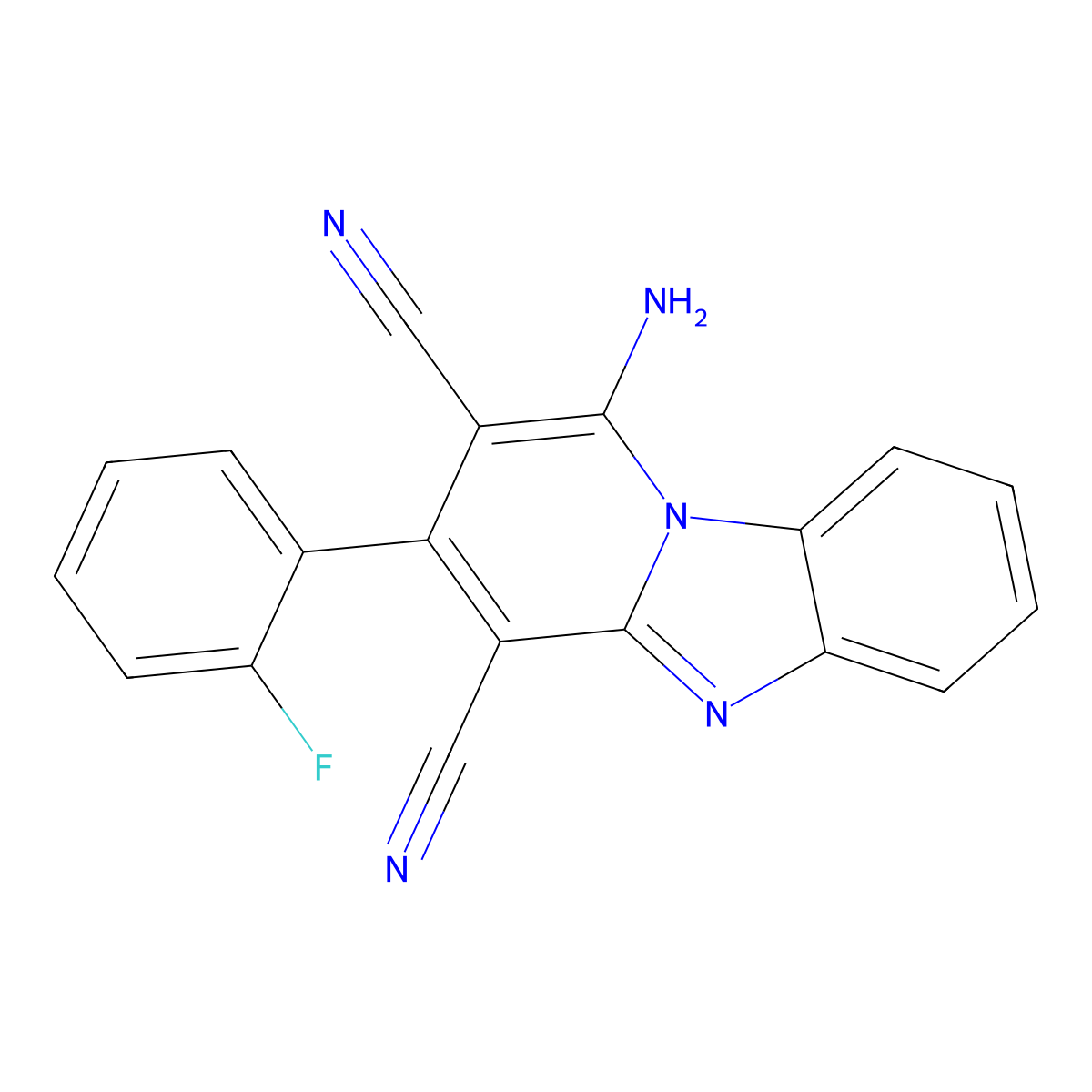 1-Amino-3-(2-fluorophenyl)pyrido[1,2-a]benzimidazole-2,4-dicarbonitrile molecular structure, CAS 300718-99-4